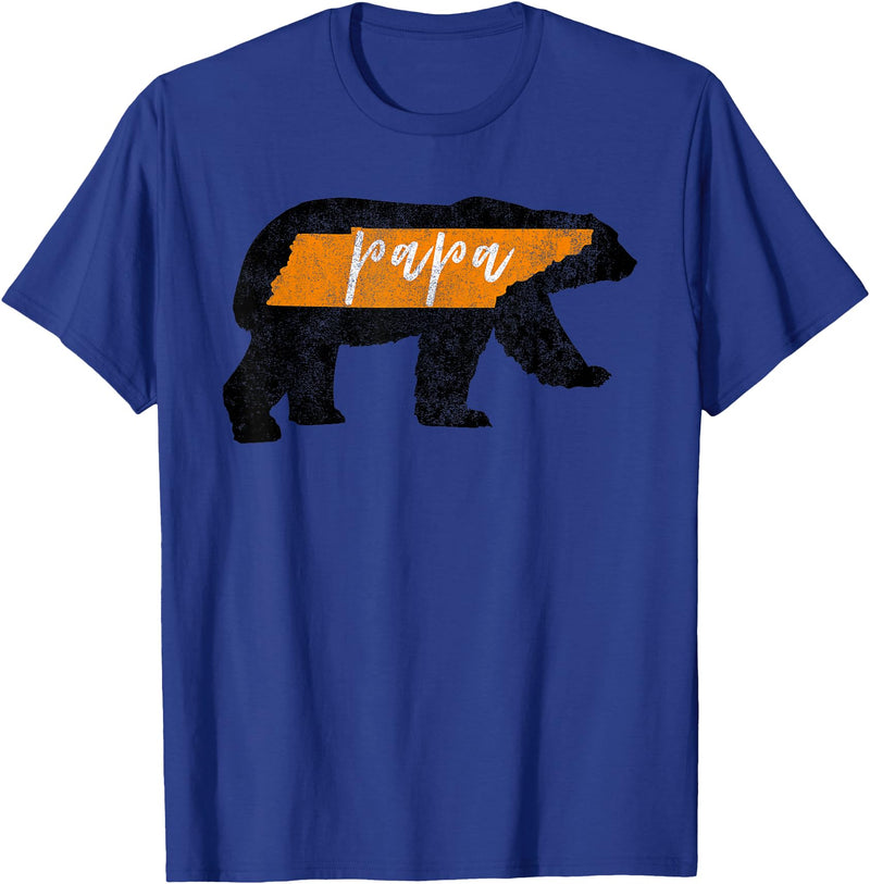Tennessee State Flag and Home Vintage Shirt Co. Mens Papa Bear Tennessee State Flag Vintage Dad Shirt T-Shirt - Royal Blue