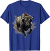 Safari Animal Art Buffalo Animal Print Splash Motif Bison Drawing Wildlife T-Shirt - Royal Blue