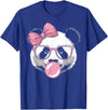 Panda Bear Bubblegum Panda Bear Wearing Glasses and Blowing Pink Bubble Gum T-Shirt - Royal Blue