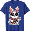 Easter Bunny Rabbit Playing Ukulele Player Musician Hawaii T-Shirt in Royal Blue