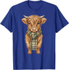 Farmer Cute Women Highland Cow Shirts Cozy Fall Autumn Highland Cow T-Shirt - Royal Blue