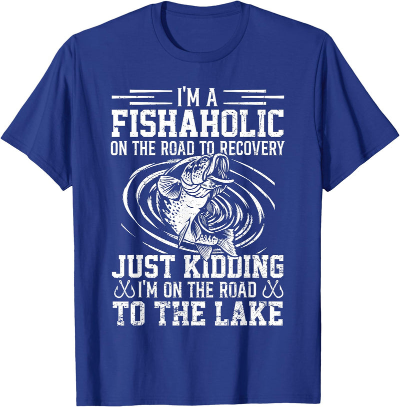 Funny Fishing Lover Gift for Fisherman Funny Fish-Aholic On The Road To The Lake Fishing Fisherman T-Shirt - Royal Blue