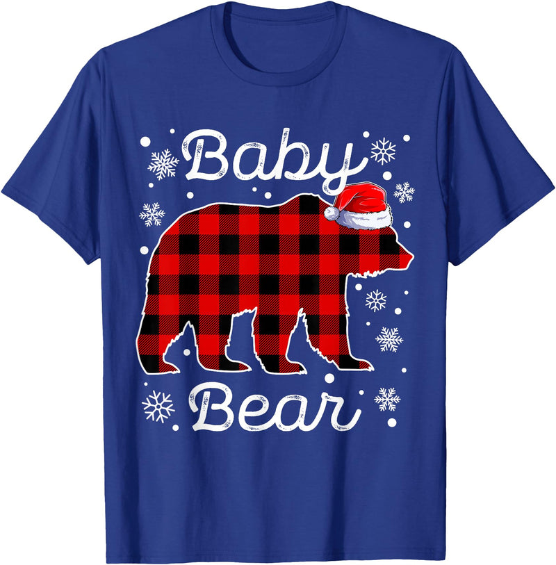 Bear Christmas Pajamas Family Tee Baby Bear Christmas Pajamas Red Plaid Buffalo Family T-Shirt - Royal Blue
