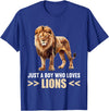 Lions Lion Lovers Shop Just a Boy who loves Lions Lion T-Shirt - Royal Blue