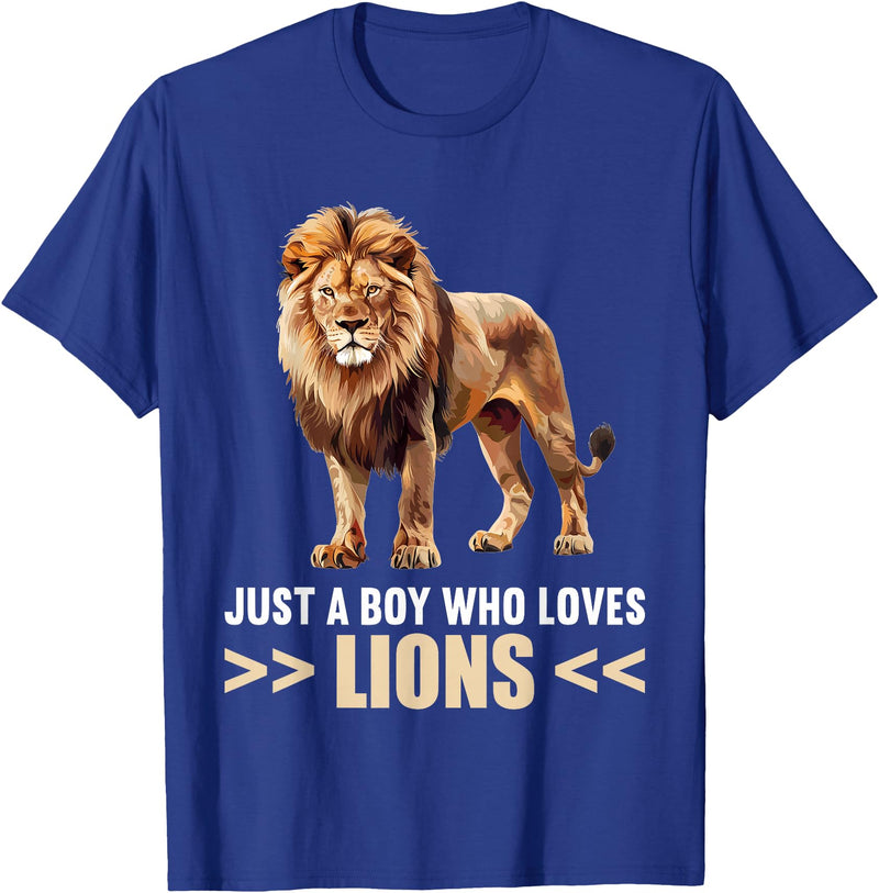 Lions Lion Lovers Shop Just a Boy who loves Lions Lion T-Shirt - Royal Blue
