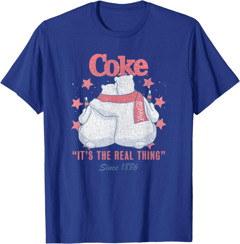 Coca-Cola Fourth of July Polar Bears Real Thing T-Shirt - Royal Blue