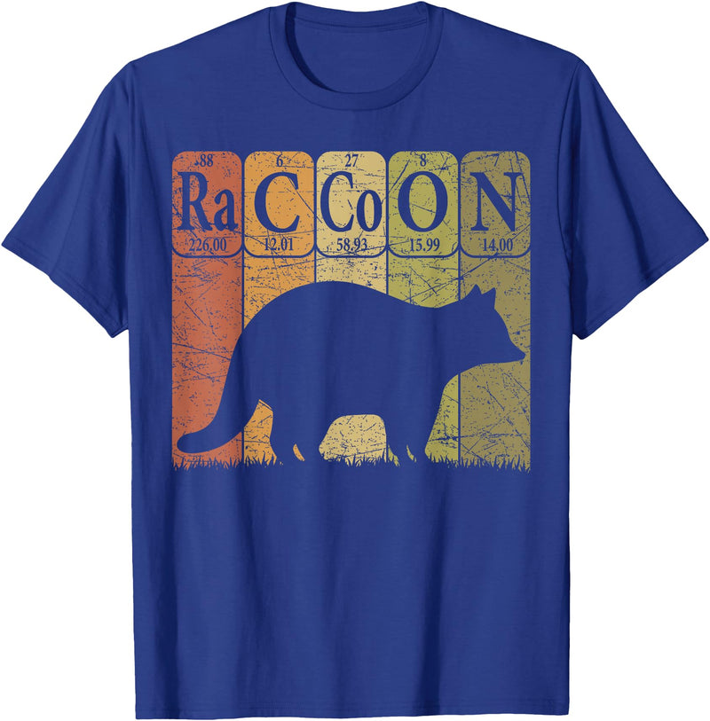 Raccoon Periodic Chemistry Elements Retro Racoon Raccoon Periodic Table Elements Racoon Nerd Vintage T-Shirt - Royal Blue