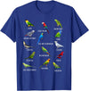 Do You Know Birds Co. Different Parrot Species Biology Types Bird Identification T-Shirt - Royal Blue