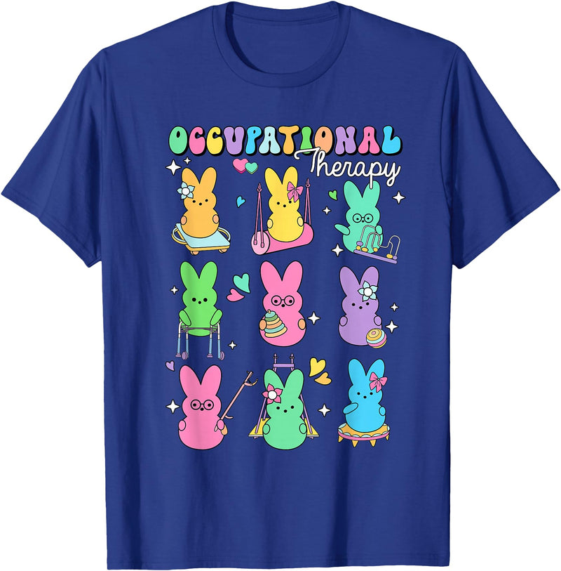 Men Women Rabbit T-Shirt (Black) in Royal Blue