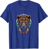 Native American Day American Indian Pride Bear Native American Indian Headdress Feather Tribal Bears T-Shirt - Royal Blue