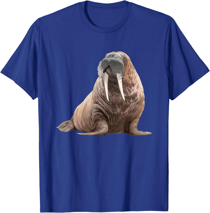 Walrus Designs. Walrus Seal Sea Lion Graphic T-Shirt - Royal Blue
