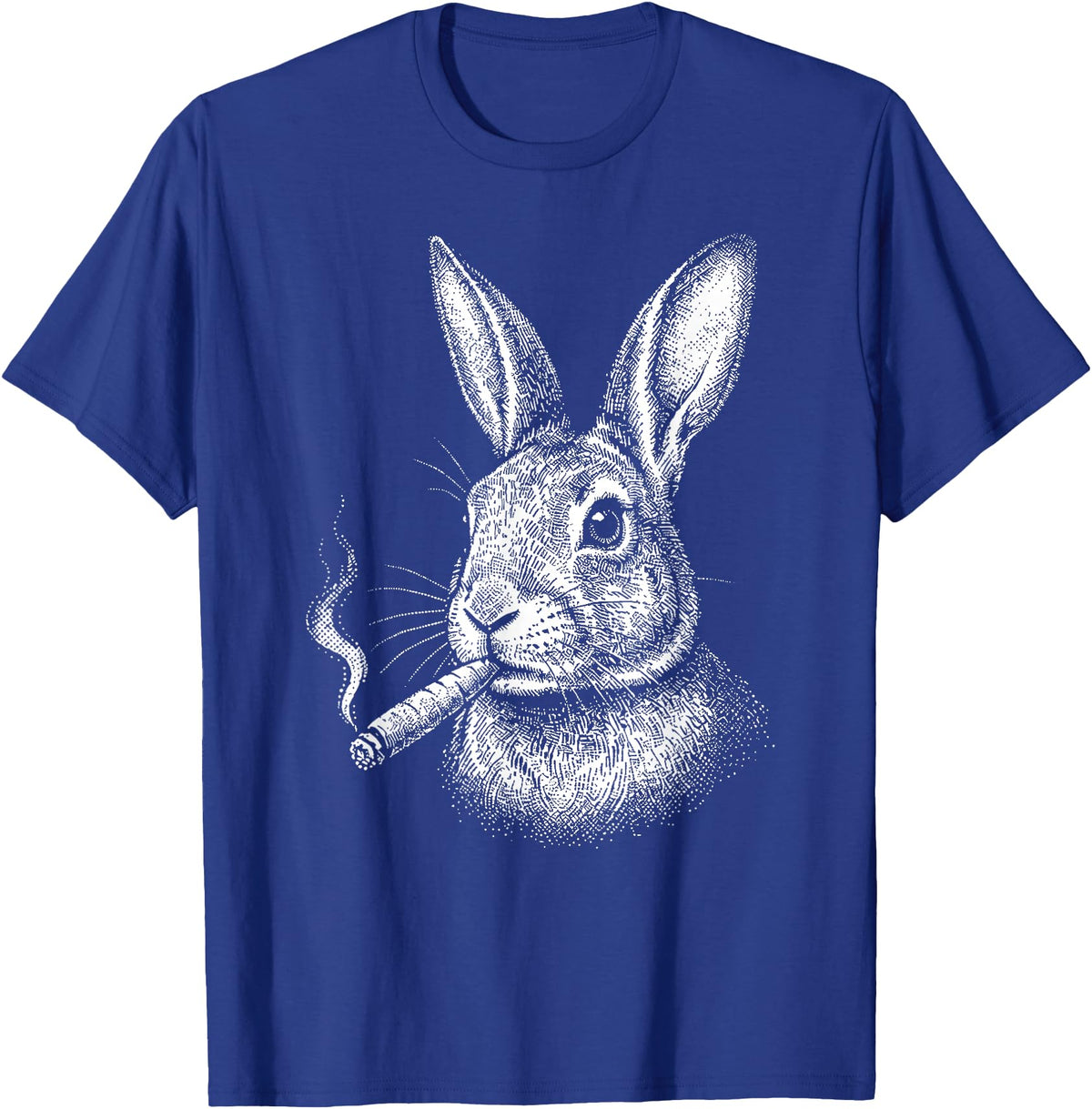 Smoking Rabbit Cigarette Bunny Funny Meme Stupid Brainrot T-Shirt in Royal Blue