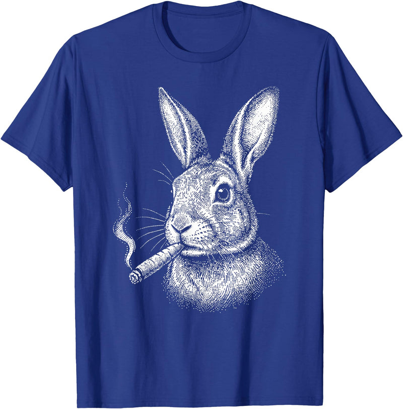 Smoking Rabbit Cigarette Bunny Funny Meme Stupid Brainrot T-Shirt in Royal Blue