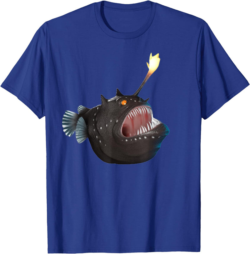 click here for better realistic Animals tees realistic Anglerfish Creatures Deep Sea Monster Angler Fish T-Shirt - Royal Blue