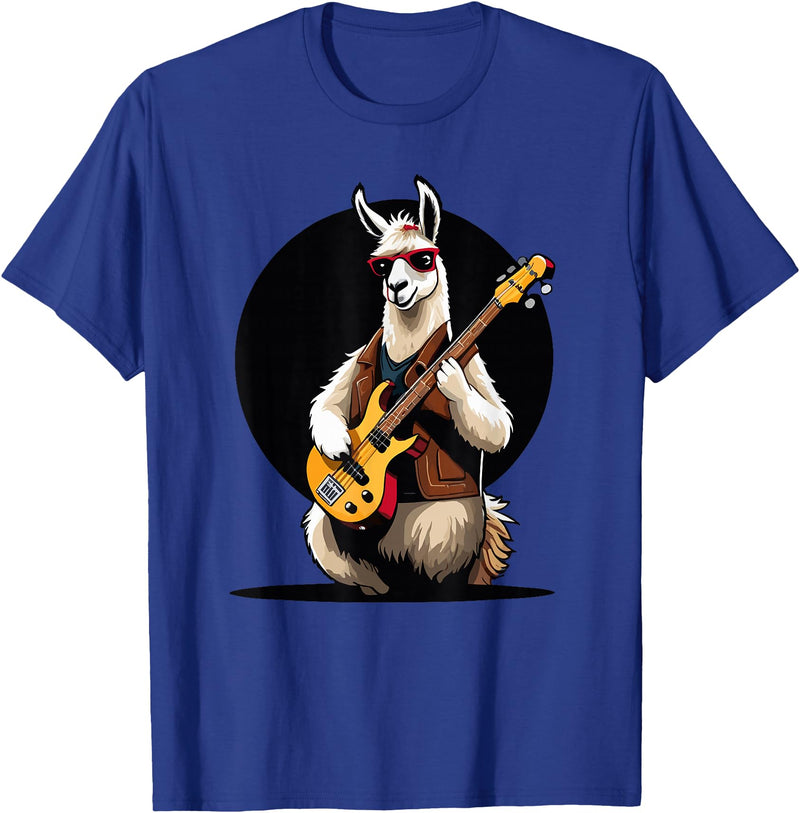 Music Lovers Alpaca Llama playing Guitar Llama playing Electric Guitar, Llama Guitarist T-Shirt - Royal Blue