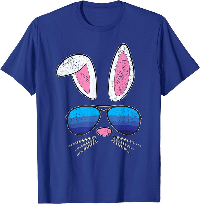 Easter Bunny Sunglasses Cute Rabbit Face Spring T-Shirt in Royal Blue