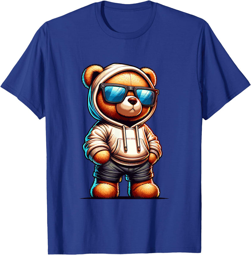 Rappers Aesthetic Urban Teddy Bear Graphic Hip Hop Teddy Bear Graphic Bears Cool Hip Hop Streetwear Colorful T-Shirt - Royal Blue