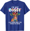 Funny Heifer Cow Lover hme Cute Heifer Flowers Cow Lover Women Funny I Am Not Bossy T-Shirt - Royal Blue