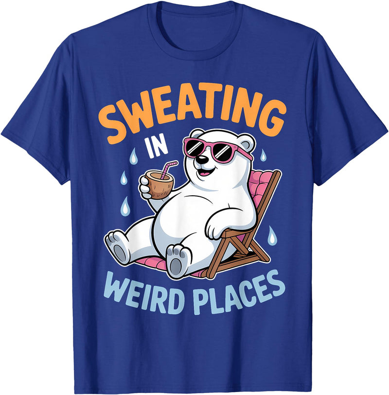 Cool Sweating Funny Summer Sweating Design Sweating in Weird Places Polar Bear Funny Sweating T-Shirt - Royal Blue