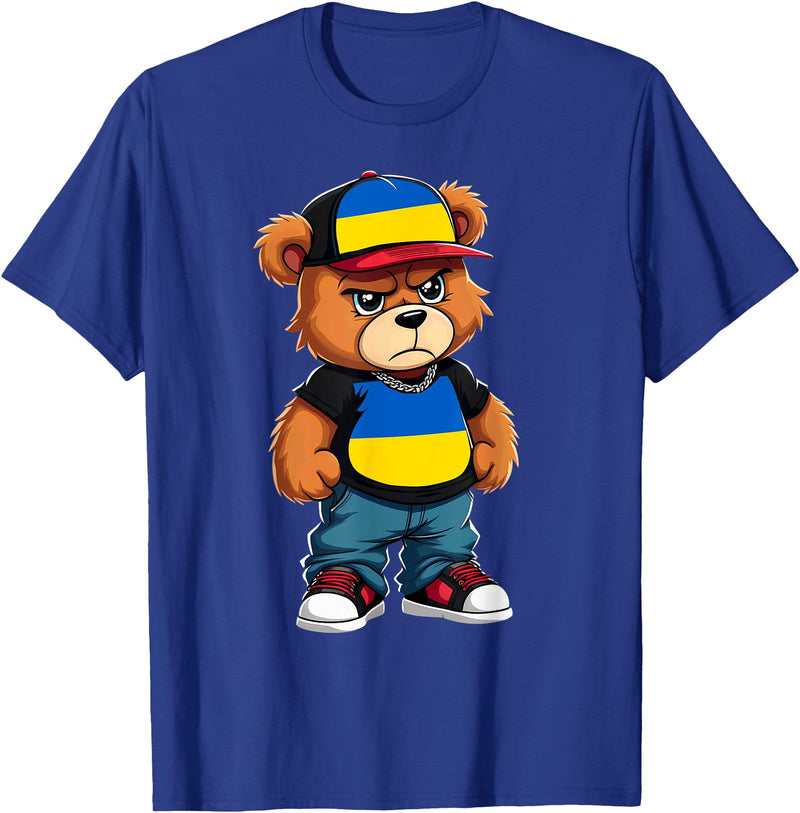 Ukrainian Teddy Bear Breakdance Rapper Ukrainian Flag Teddy Bear Ukraine Hip Hop T-Shirt - Royal Blue