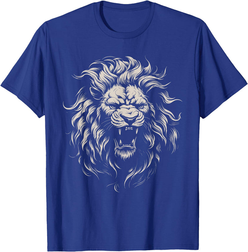 black animals art Lion Roar Head Art face for Lovers Lions King African Animal T-Shirt - Royal Blue