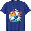 Funny Cute Animals Playing Tennis Apparel Llama Playing Tennis in Front of a Sunset T-Shirt - Royal Blue