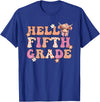 Highland Cow Print First Day of Fifth Grade Tees Hello Fifth Grade Highland Cow Back To School 5th Grade T-Shirt - Royal Blue