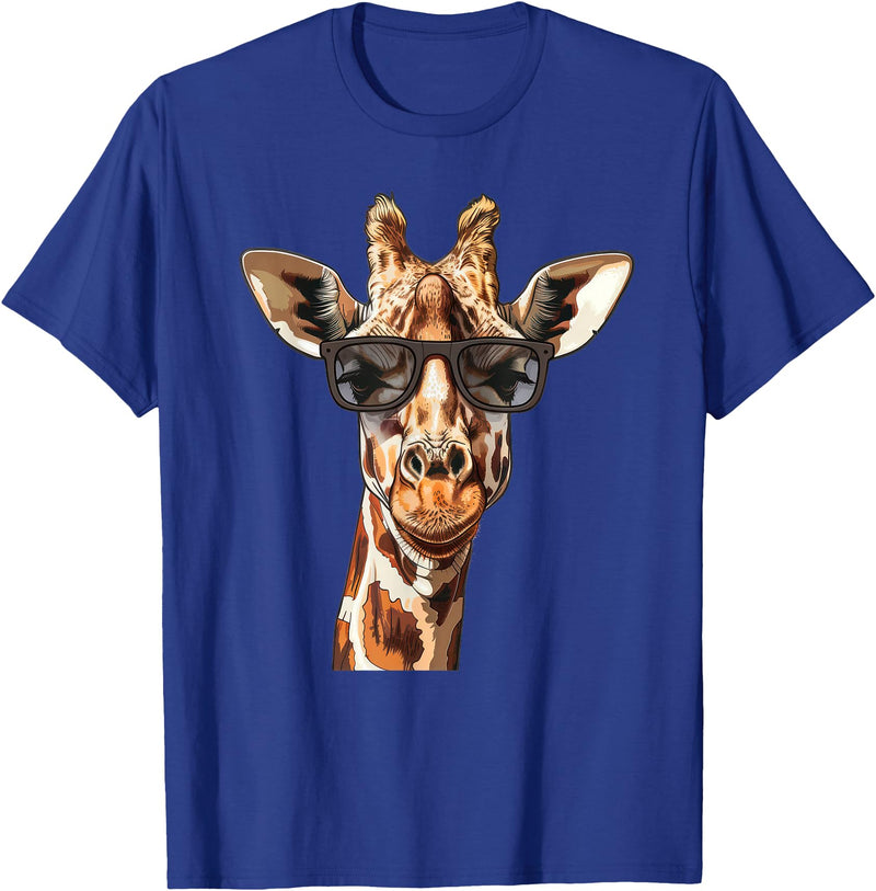 Ägiraffe. Giraffe Sunglasses T-Shirt - Royal Blue