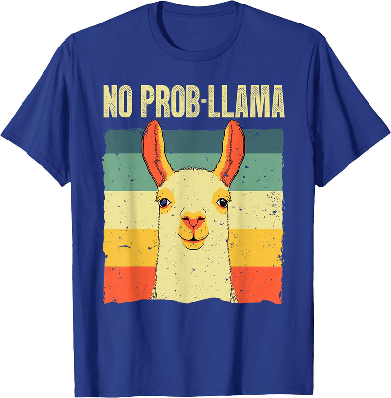 Funny Llama Gift Llama Lover Accessories & Stuff Cool Llama for Men Women No Prob Llama Alpaca Farming Animal T-Shirt - Royal Blue