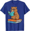 Reading Bear Bookworm Tee Reading Bear Bookworm Cute Bear with Glasses Books T-Shirt - Royal Blue