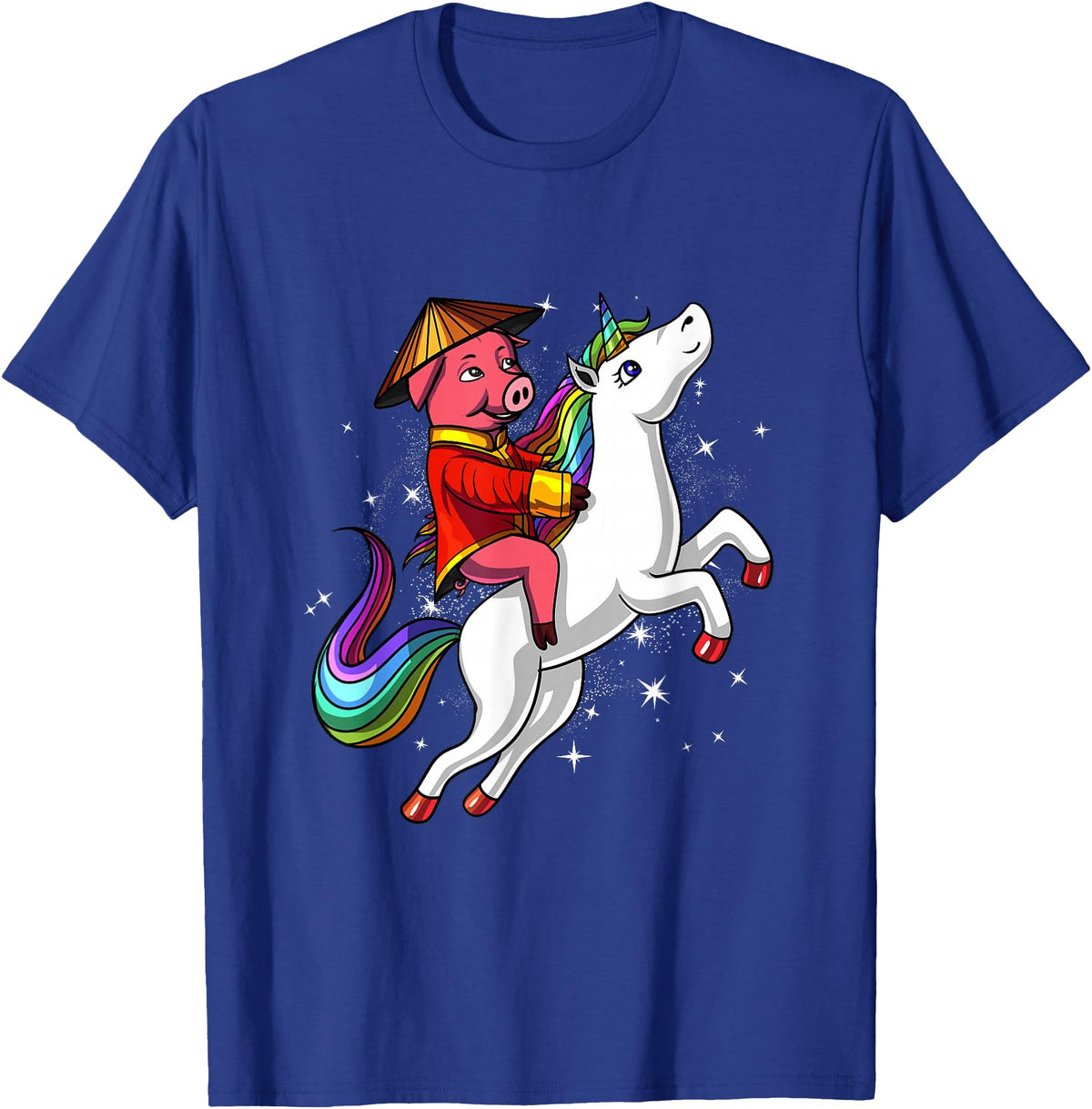 Chinese New Year Shirts 2019 by NS Tees Chinese New Year 2019 Pig Riding Unicorn Gift T Shirt T-Shirt - Royal Blue