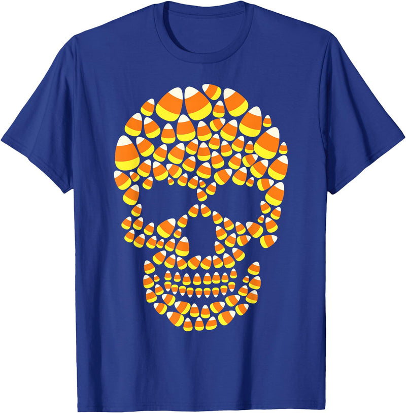 Costume fun for halloween party Candy Corn Skull Halloween Funny Costume T-Shirt - Royal Blue