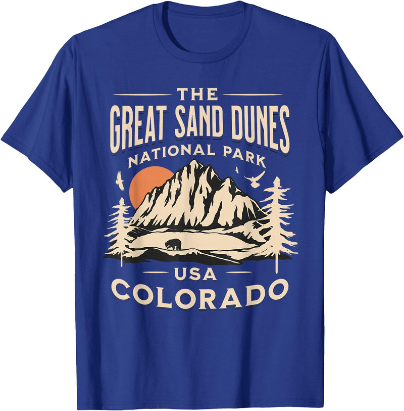 Great Sand Dunes National Park Colorado USA Retro Great Sand Dunes National Park Colorado Hike Outdoors Retro T-Shirt - Royal Blue
