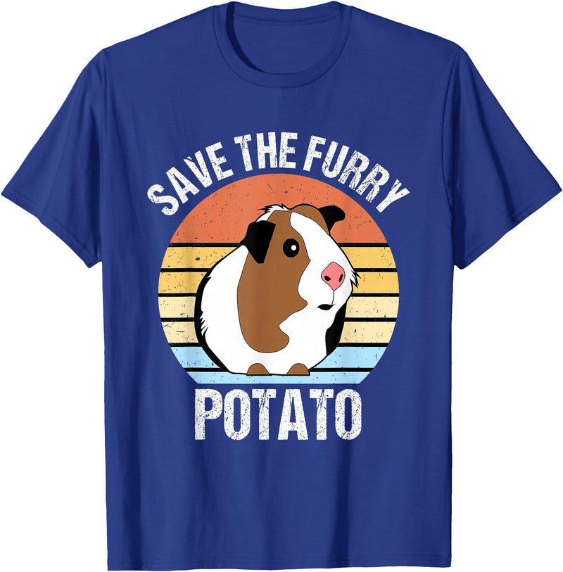 Vintage Guinea Pig Shirts and Gifts Save The Furry Potato Funny Guinea Pig T-Shirt - Royal Blue