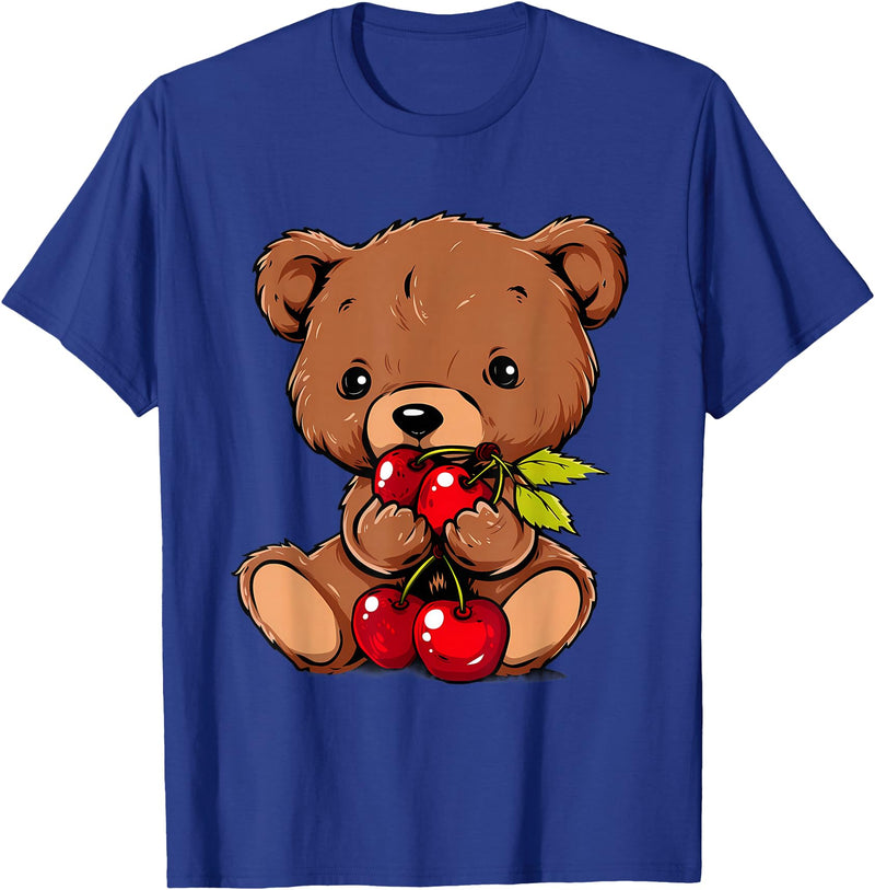 Cute Cherry Animals Cherry Bear Cute Bear Nature Cherry Fruit Artwork Wildlife T-Shirt - Royal Blue