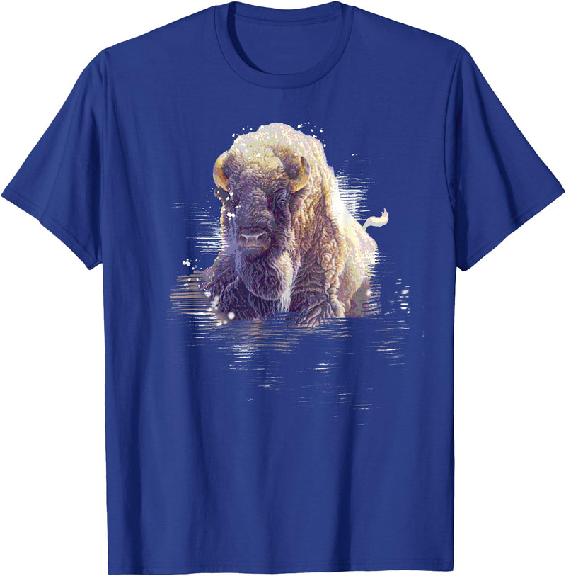 Rocky Mountain Wilderness designs Great Native American White Buffalo Sacred Spirit Animal T-Shirt - Royal Blue