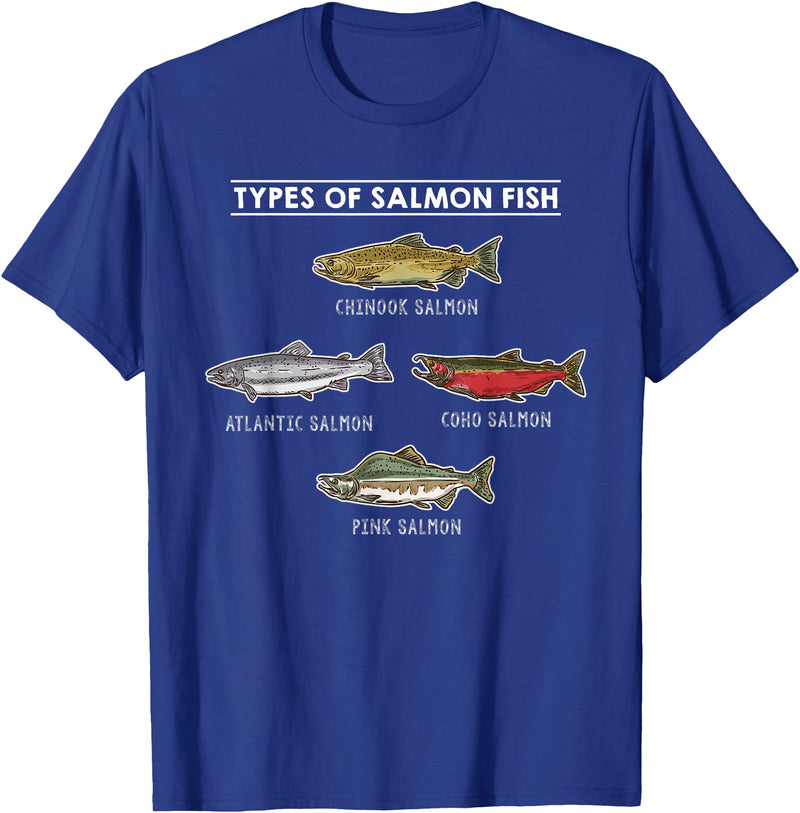 Awesome Fishing Designs Types of Salmon Fish for Salmon Fishing T-Shirt - Royal Blue