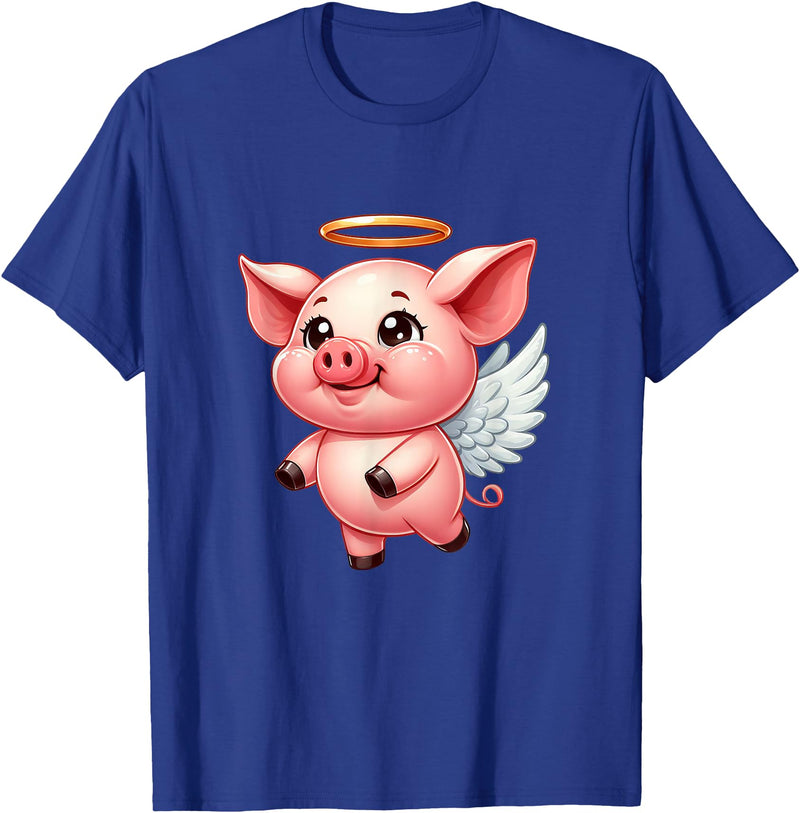 Cute Pig Angel with Wings T-Shirt - Royal Blue