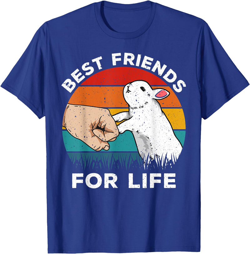 Retro Rabbit Best Friends for Life Funny Bunny Rabbit T-Shirt in Royal Blue