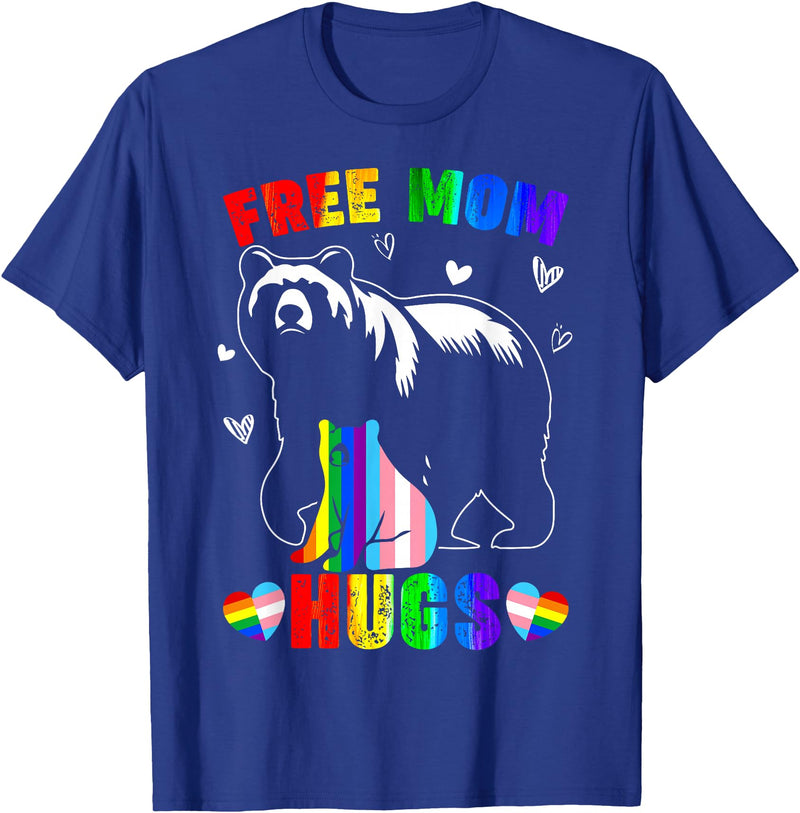 Amb Proud Mom Mommy Mama LGBTQ Mothers Day Women Free Mom Hugs Mama Bear LGBTQ Pride Rainbow Flag Mothers Day T-Shirt - Royal Blue