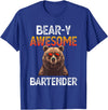 Beary Awesome Bartender Funny Mixologist Vintage Bear-y Awesome Bartender Pun Joke Barman Funny Barkeeper Men T-Shirt - Royal Blue