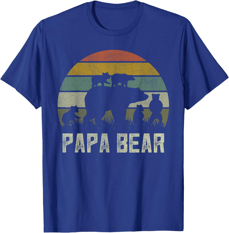 Bear Cubs Family Matching Gifts & Shirts Clothing Funny Papa Bear Shirts, Cub 5 Kids Fathers Day Grandpa T-Shirt - Royal Blue