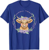 Unique Highland Cow Gifts Girls Cute Baby Highland Cow Design Purple Flowers Farm Toddler T-Shirt - Royal Blue