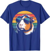 Guinea Pig Lover Gifts & Tees Retro Guinea Pig Sunglasses Flag Guinea Pig T-Shirt - Royal Blue