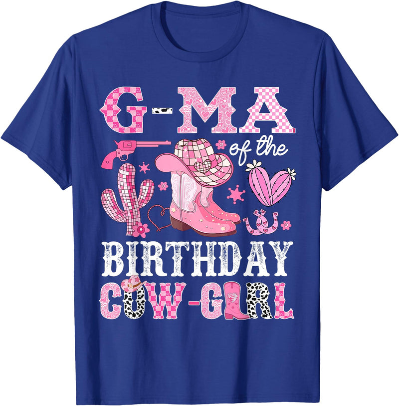 Pink Western Cowgirl Bday Party Family Matching G-Ma Of The Birthday Cow-Girl Rodeo Cowgirl Bday T-Shirt - Royal Blue