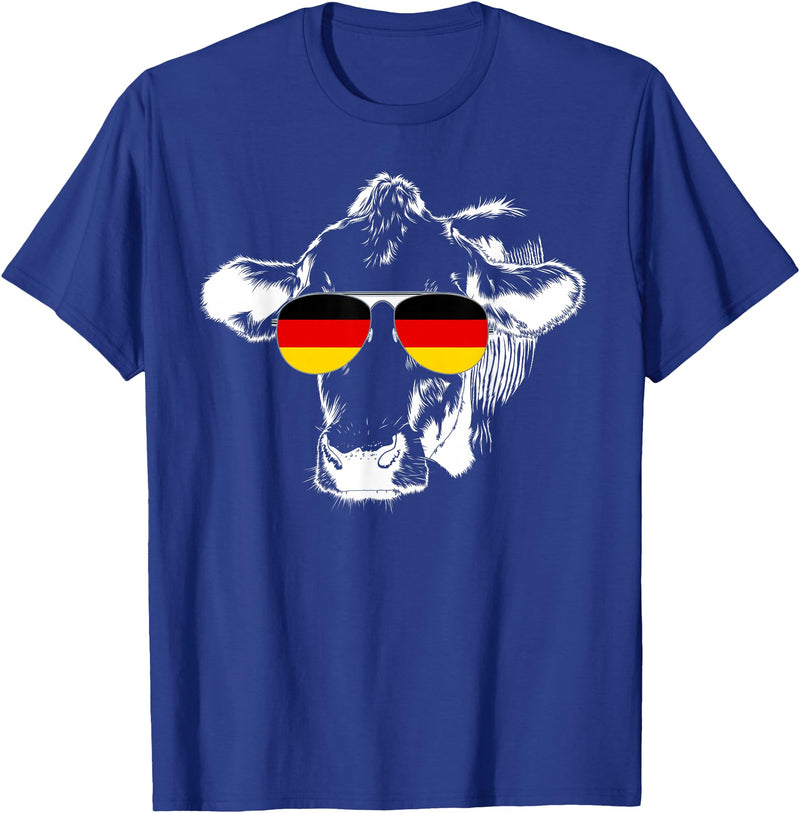 Oktoberfest German Flag Cow Sunglasses Germany Funny Cute T-Shirt - Royal Blue