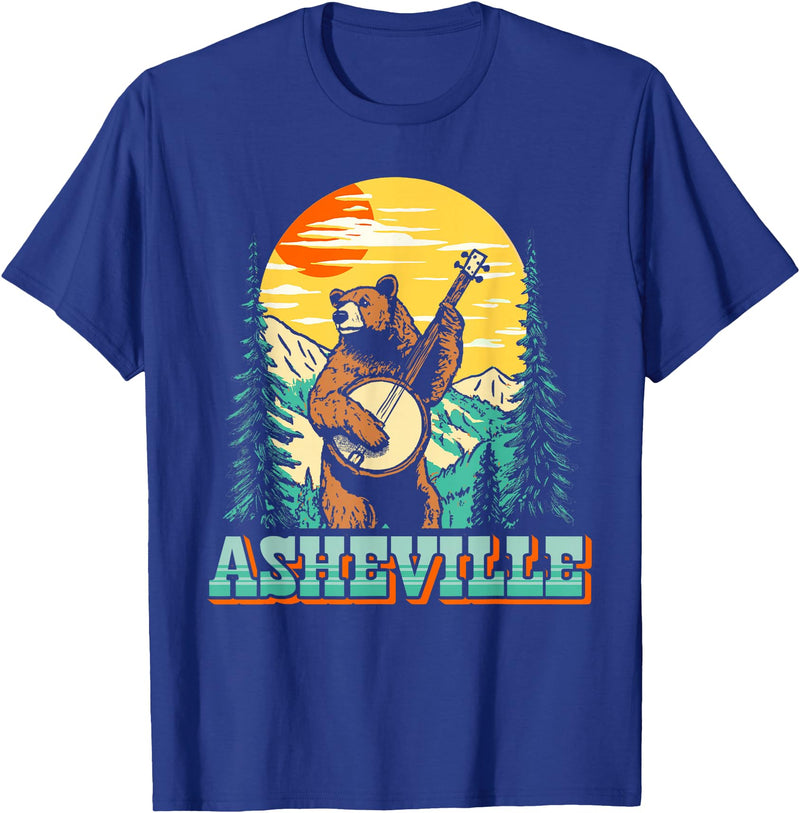 The Thrift Garage Asheville North Carolina Banjo Bear Vintage Nature T-Shirt - Royal Blue