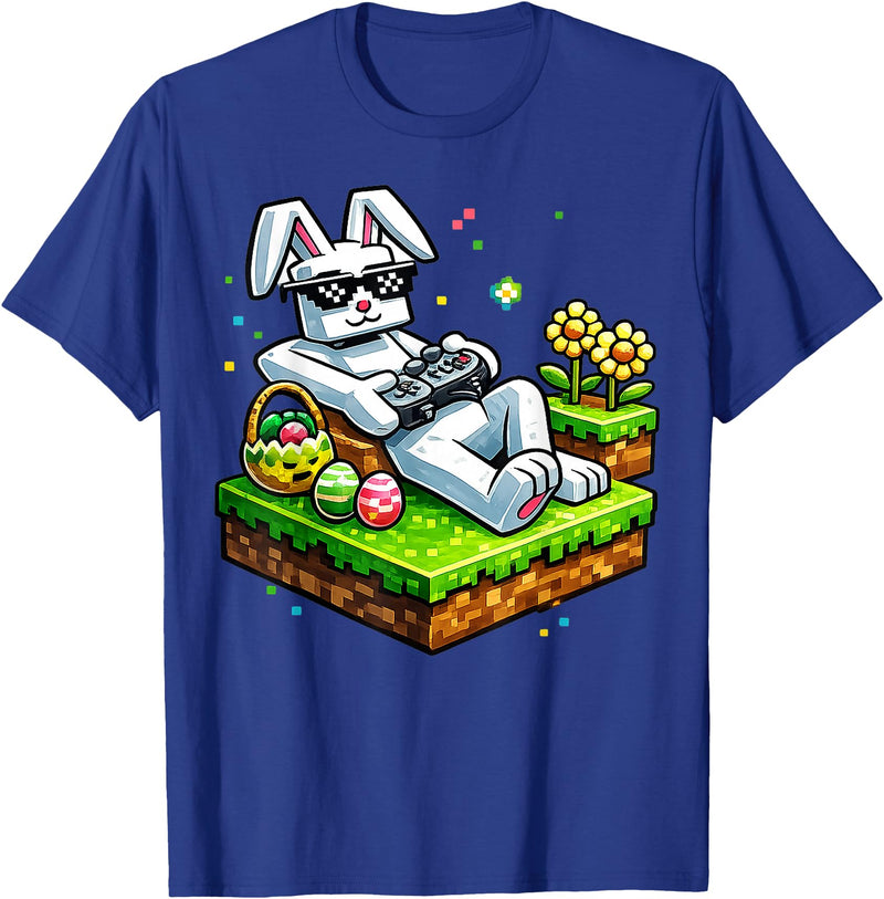 Bunny Happy Easter Day Egg Video Game Gift Men Boy Kid Gamer T-Shirt in Royal Blue