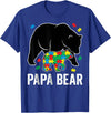 Autism Awareness Neurodiversity Support Apparel Papa Bear Autism Awareness Puzzle Neurodiversity Support T-Shirt - Royal Blue