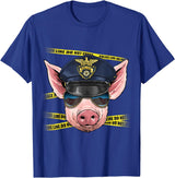 Wowsome! Pig Police Farmer Pig Farm Animal Lover T-Shirt - Royal Blue